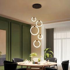 Lampadario moderno per scale ad anelli LED dimmerabile