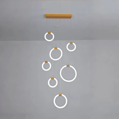Lampadario moderno per scale ad anelli LED dimmerabile