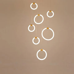 Lampadario moderno per scale ad anelli LED dimmerabile