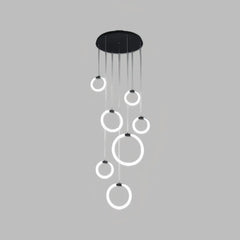 Lampadario moderno per scale ad anelli LED dimmerabile