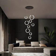 Lampadario moderno per scale ad anelli LED dimmerabile