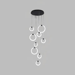Lampadario moderno per scale ad anelli LED dimmerabile