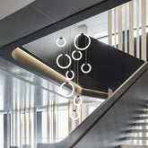 Lampadario moderno per scale ad anelli LED dimmerabile
