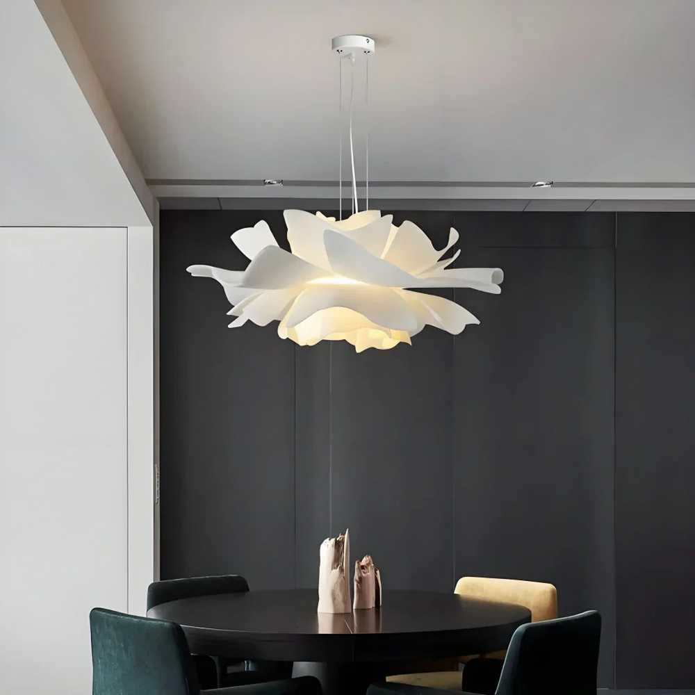 Lampadario fiore di design moderno con altezza regolabile per sala pranzo bianco