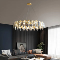Lampadario a sospensione design moderno in cristallo ad anello per soggiorno