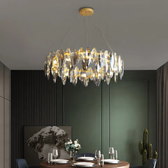 Lampadario a sospensione design moderno in cristallo ad anello per soggiorno