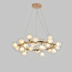 Lampadario con sfere di vetro dal design moderno per sala da pranzo