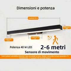 Applique per esterno con sensore di movimento a LED moderna lineare in acciaio inox nero