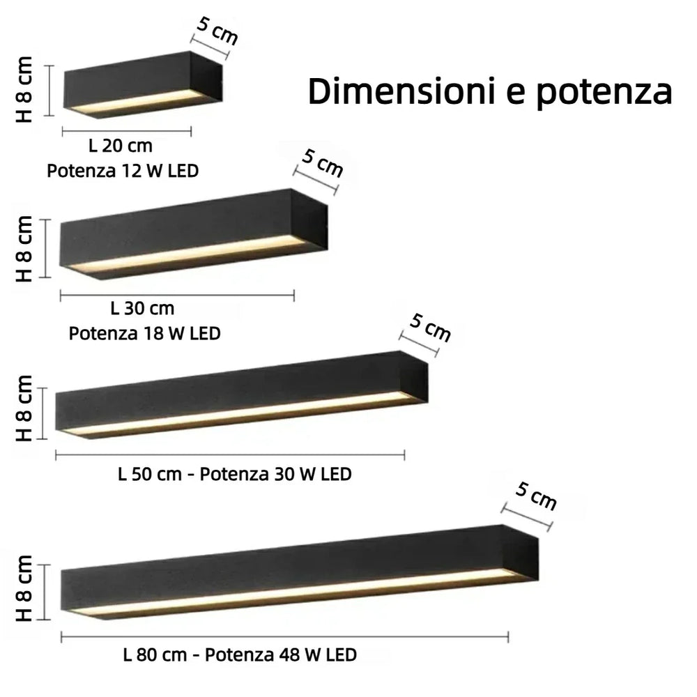 Applique da parete per esterno a LED rettangolare moderna