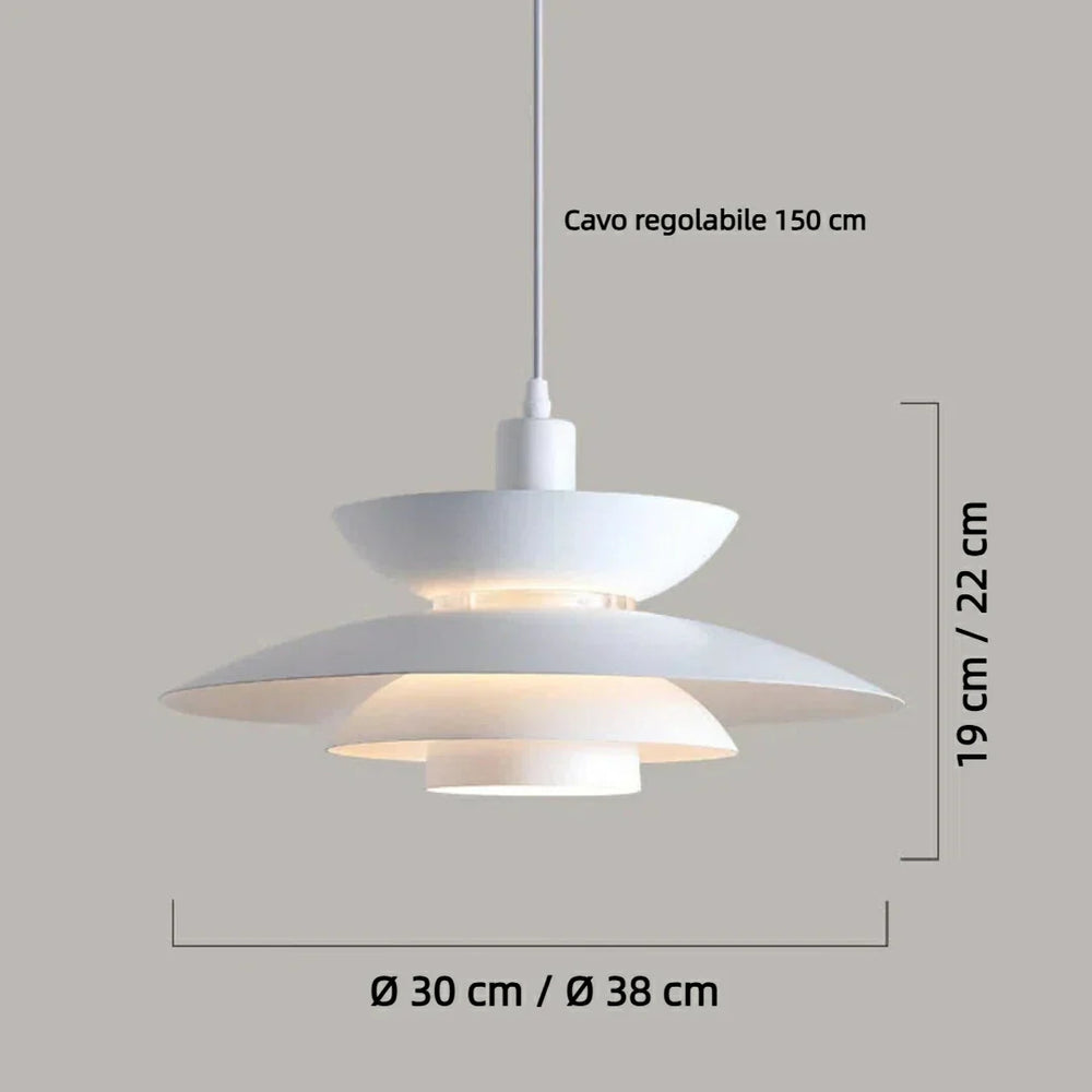 Lampadario a sospensione design danese in metallo per sala da pranzo