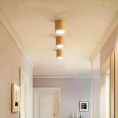 Faretto cilindrico a soffitto LED dimmerabile in legno stile nordico per corridoio