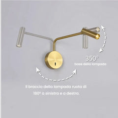 Applique da parete con braccio orientabile moderna per camera da letto con interruttore integrato