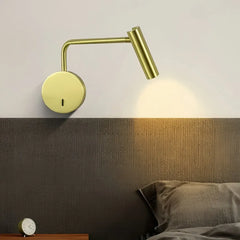 Applique da parete con braccio orientabile moderna per camera da letto con interruttore integrato