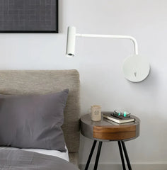 Applique da parete con braccio orientabile moderna per camera da letto con interruttore integrato