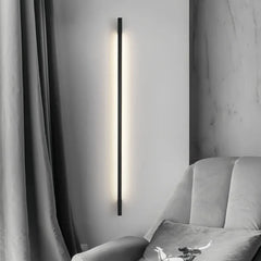 Applique da parete lineare in metallo con LED dal design minimal nero per soggiorno