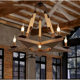Lampadario rustico in ferro battuto stile candela con corde decorative per soggiorno