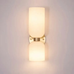 Applique da parete moderna a doppia luce con vetro cilindrico per camera da letto