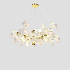 Lampadario moderno in ceramica con foglie di ginkgo bianche per soggiorno