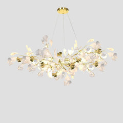 Lampadario moderno in ceramica con foglie di ginkgo bianche per soggiorno