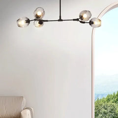 Lampadario a bracci moderno orientabile in vetro nero per soggiorno