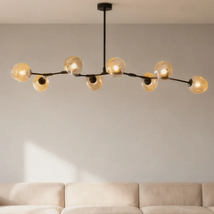 Lampadario a bracci moderno orientabile in vetro nero per soggiorno