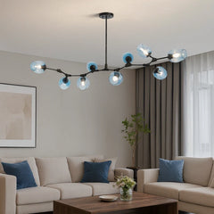 Lampadario a bracci moderno orientabile in vetro nero per soggiorno