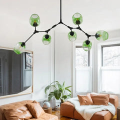 Lampadario a bracci moderno orientabile in vetro nero per soggiorno