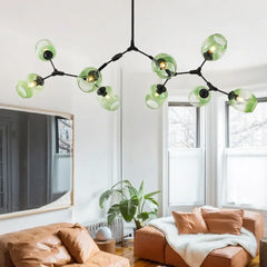 Lampadario a bracci moderno orientabile in vetro nero per soggiorno