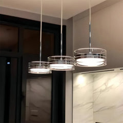Lampadario a sospensione 3 luci tonde LED dimmerabile moderno per sala da pranzo