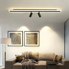 Plafoniera lineare con faretti LED orientabili dimmerabile dal design moderno per soggiorno