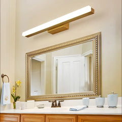 Applique specchio bagno LED lineare dimmerabile in legno in stile nordico