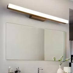 Applique specchio bagno LED lineare dimmerabile in legno in stile nordico