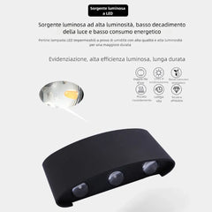 Applique da esterno a LED a doppia emissione moderna rettangolare per balcone