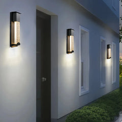 Applique da esterno design in vetro a bolle LED con sensore di movimento rettangolare per ingresso