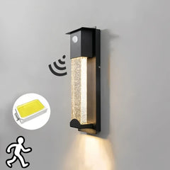 Applique da esterno design in vetro a bolle LED con sensore di movimento rettangolare per ingresso