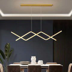 Lampada a sospensione minimalista a zigzag con LED dimmerabile per sala pranzo