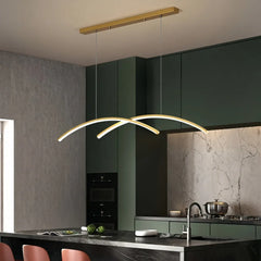 Lampada a sospensione curva minimalista con LED dimmerabile per isola cucina