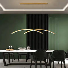Lampada a sospensione curva minimalista con LED dimmerabile per isola cucina