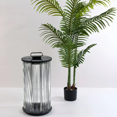 Lanterna da terra per esterno portatile e ricaricabile contemporanea a LED cilindrica in vetro scanalato