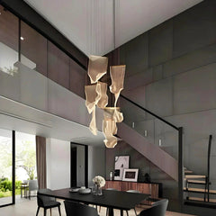 Lampadari a sospensione design moderno con effetto nastro LED per soggiorno