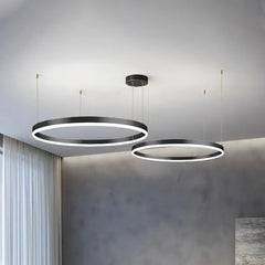 Lampadario LED a cerchi multipli dimmerabile in metallo dal design moderno per soggiorno