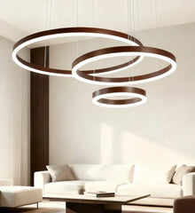Lampadario LED a cerchi multipli dimmerabile in metallo dal design moderno per soggiorno