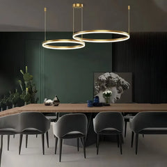 Lampadario LED a cerchi multipli dimmerabile in metallo dal design moderno per soggiorno