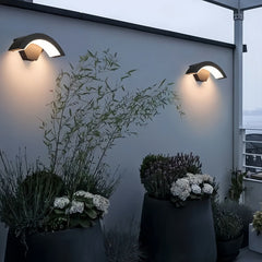 Applique da esterno LED con sensore di movimento nero ad arco in metallo minimalista
