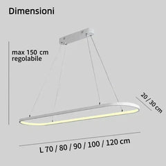 Lampadario moderno ovale LED dimmerabile per sala da pranzo