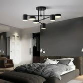 Plafoniera LED orientabile a 6 luci moderna in metallo per camera da letto