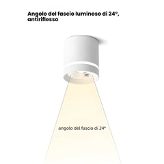 Faretto fisso cilindrico LED dimmerabile a fascio stretto per corridoio