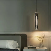 Lampadario a sospensione con cristalli cilindrico moderno per comodino