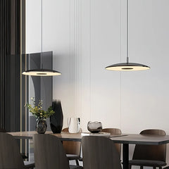 Lampada a sospensione minimal a disco sottile in vetro con LED dimmerabile per isola cucina