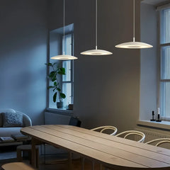 Lampada a sospensione minimal a disco sottile in vetro con LED dimmerabile per isola cucina